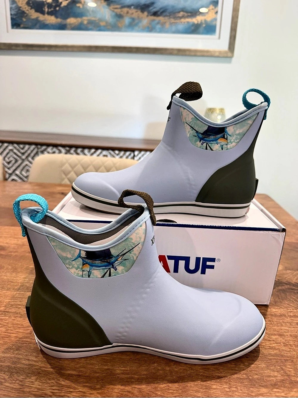 Xtratuf Guy Harvey Ankle Rain Boots-Sky Blue Marlin-Size 8W/6.5M BNIB